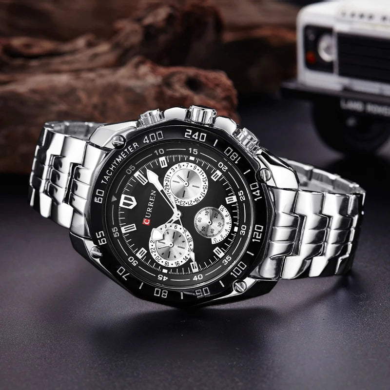 CURREN 8077 High Quality Men Quartz Movement Watch Stainless Steel Strap Wristwatch Fashion Business Sports Style Wrist Watches