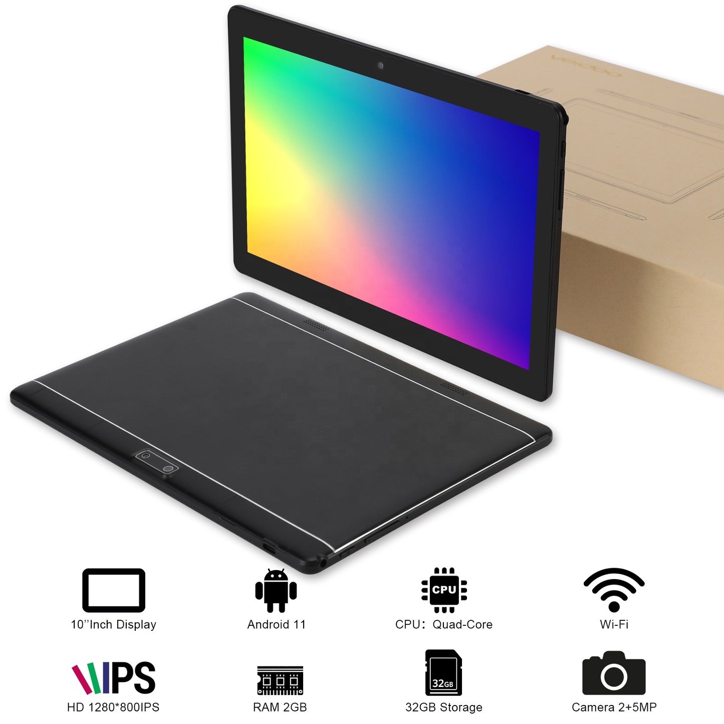 Veidoo Android Tablet 10 Inch 32GB Tablets Computer 10.1 Inches IPS HD Display WiFi 3G SIM Card Slot GPS 10" Tablet PC