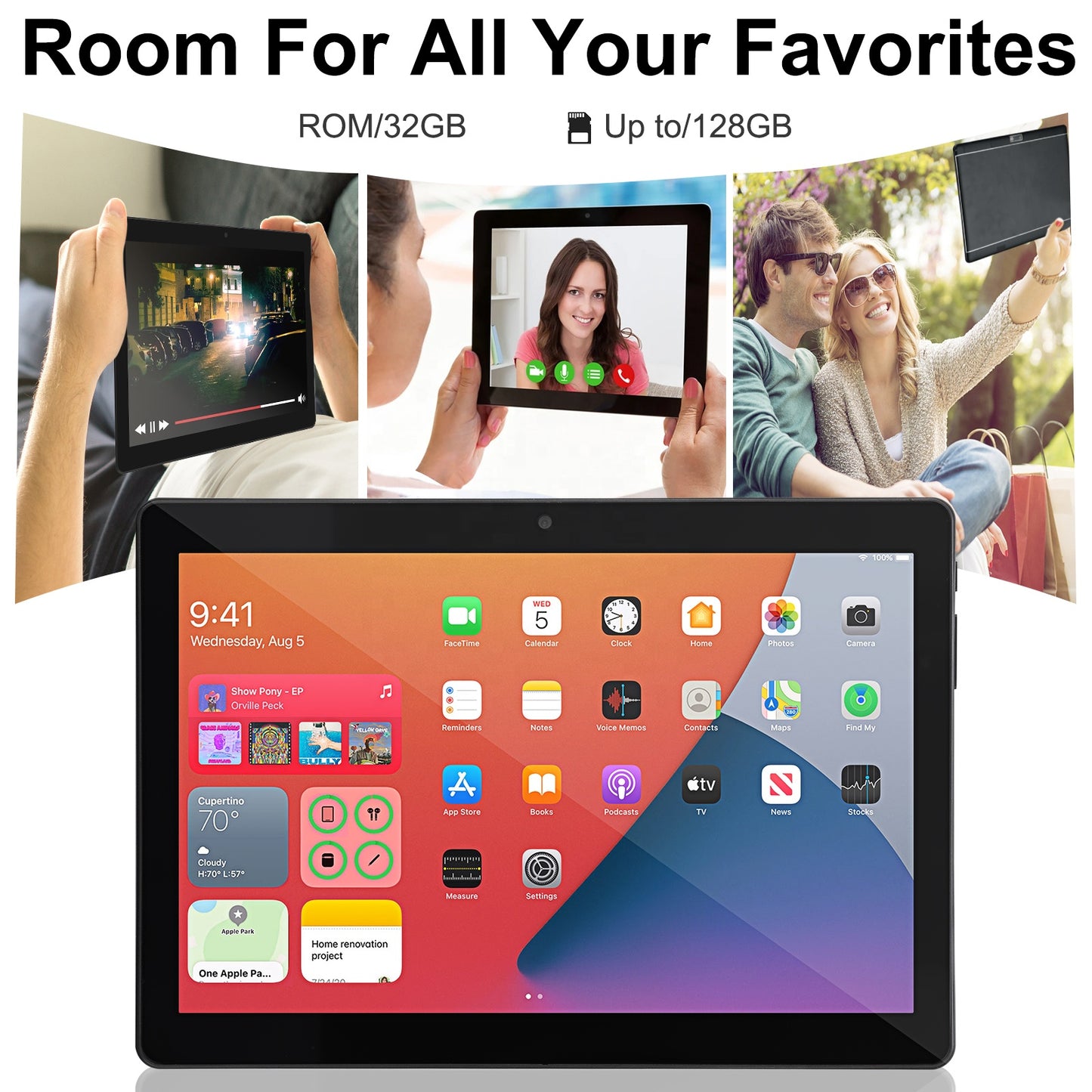 Veidoo Android Tablet 10 Inch 32GB Tablets Computer 10.1 Inches IPS HD Display WiFi 3G SIM Card Slot GPS 10" Tablet PC