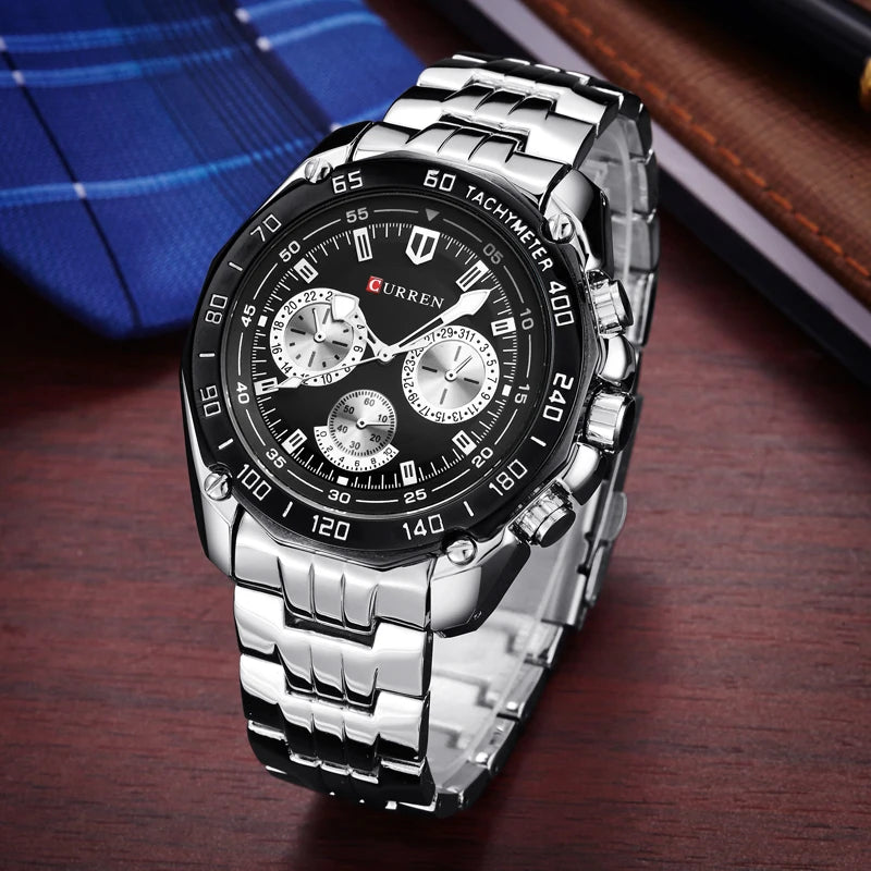 CURREN 8077 High Quality Men Quartz Movement Watch Stainless Steel Strap Wristwatch Fashion Business Sports Style Wrist Watches