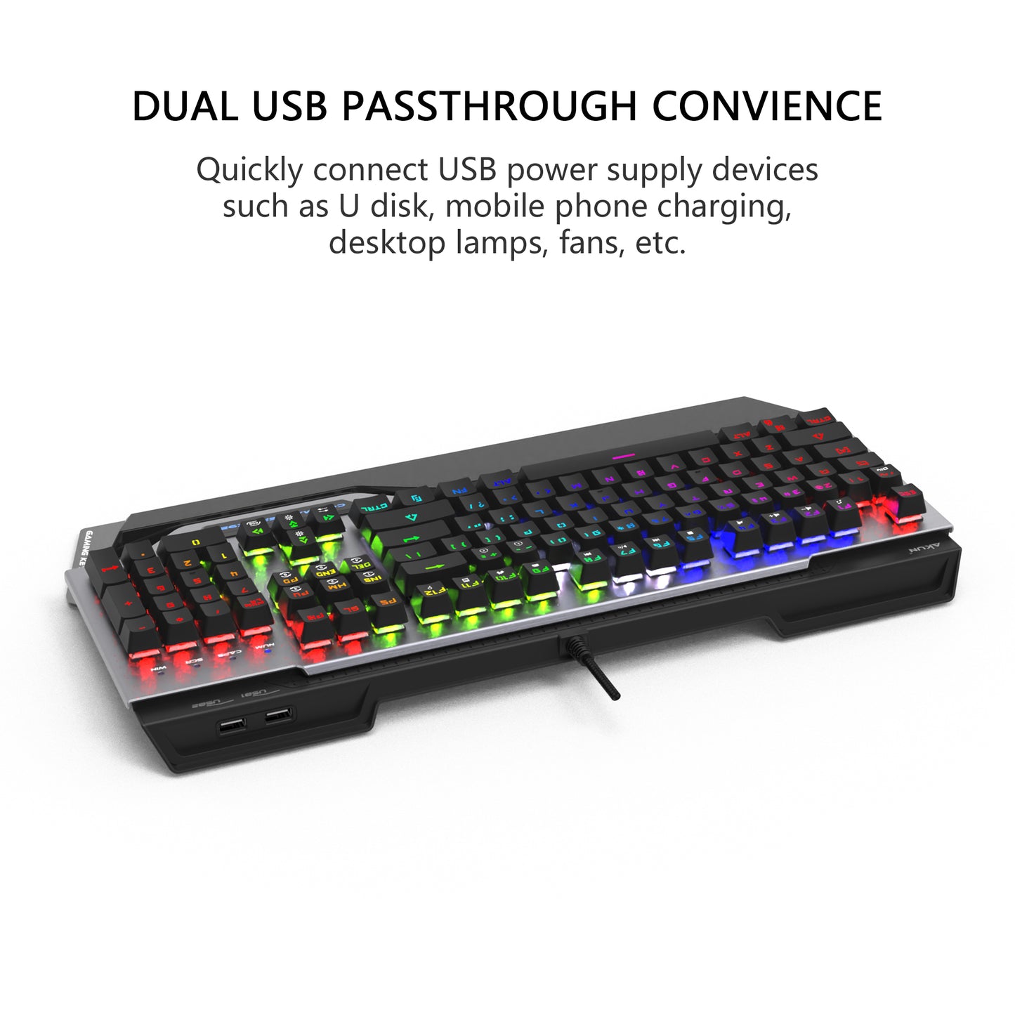 AIKUN GX920 Wired RGB Backlight Gaming Keyboard Mechanical Switches Multimedia  Full Size Keyboards Two USB Hub