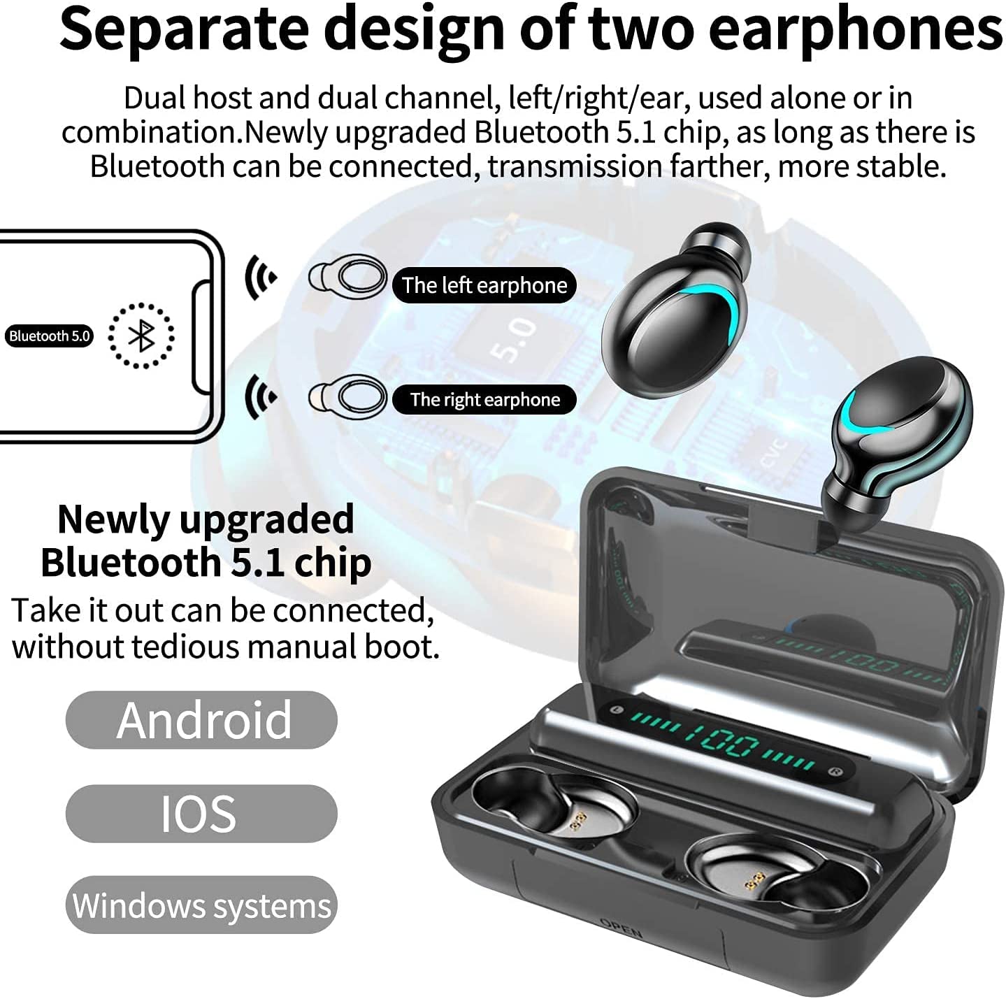 VALDUS Cheap F9 Original In-Ear Headphone Headset TWS Auriculares Audifonos Wireless Earbuds Waterproof Gaming 2024 Earphones